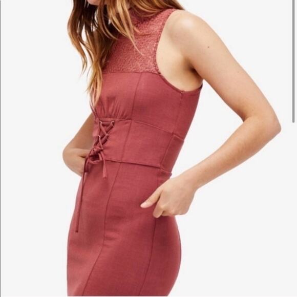Free People Dress Medium Pink High Society Illusion Corset Dress - Picture 2 of 8